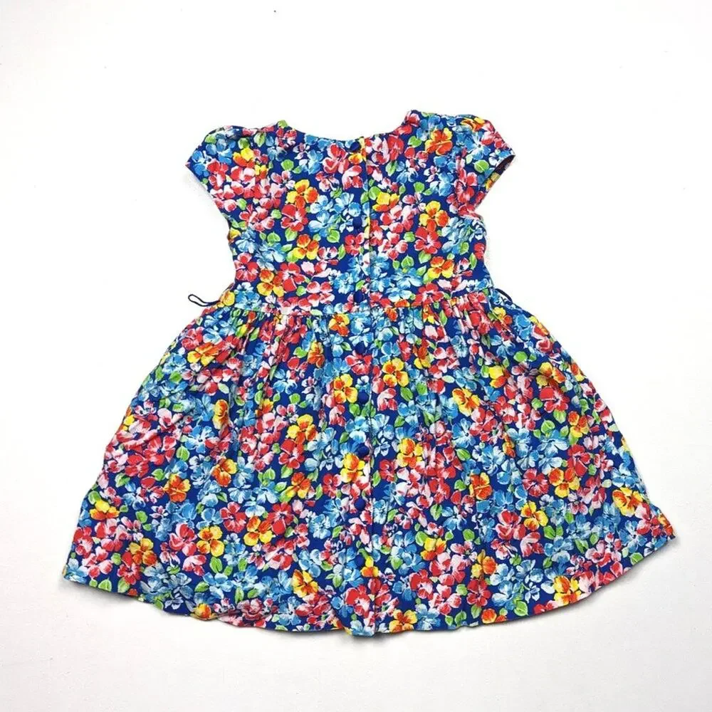 Ralph Lauren Dress Girls Size 24m Blue Floral Pansy